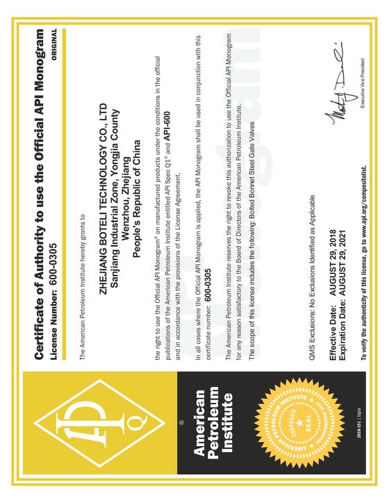 API 600 certificate