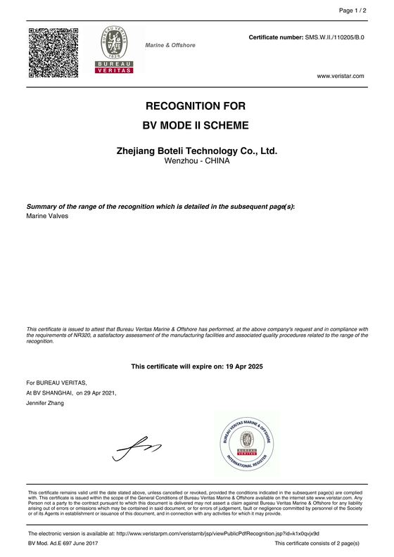 BV Marine certificate